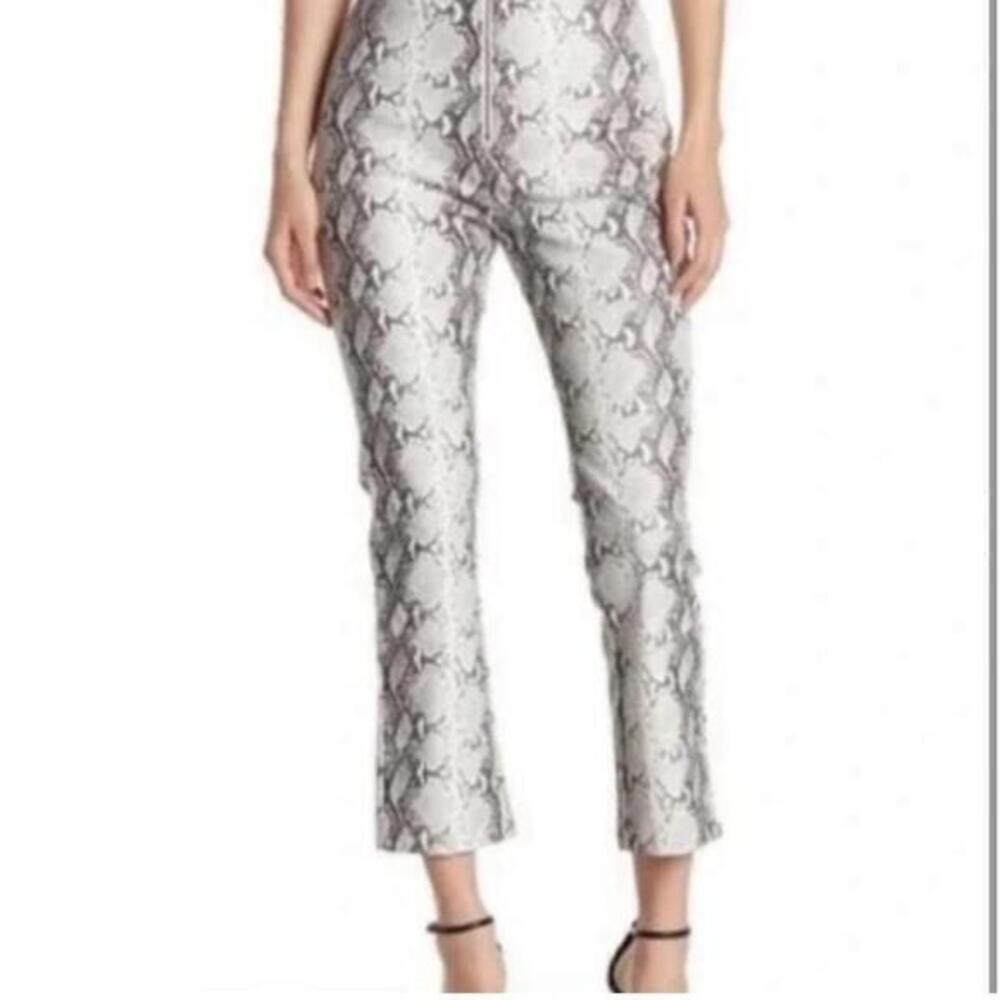 Wild Honey Vegan Snakeskin Pants‎ Size Small Black and Gray Front Zip Cropped